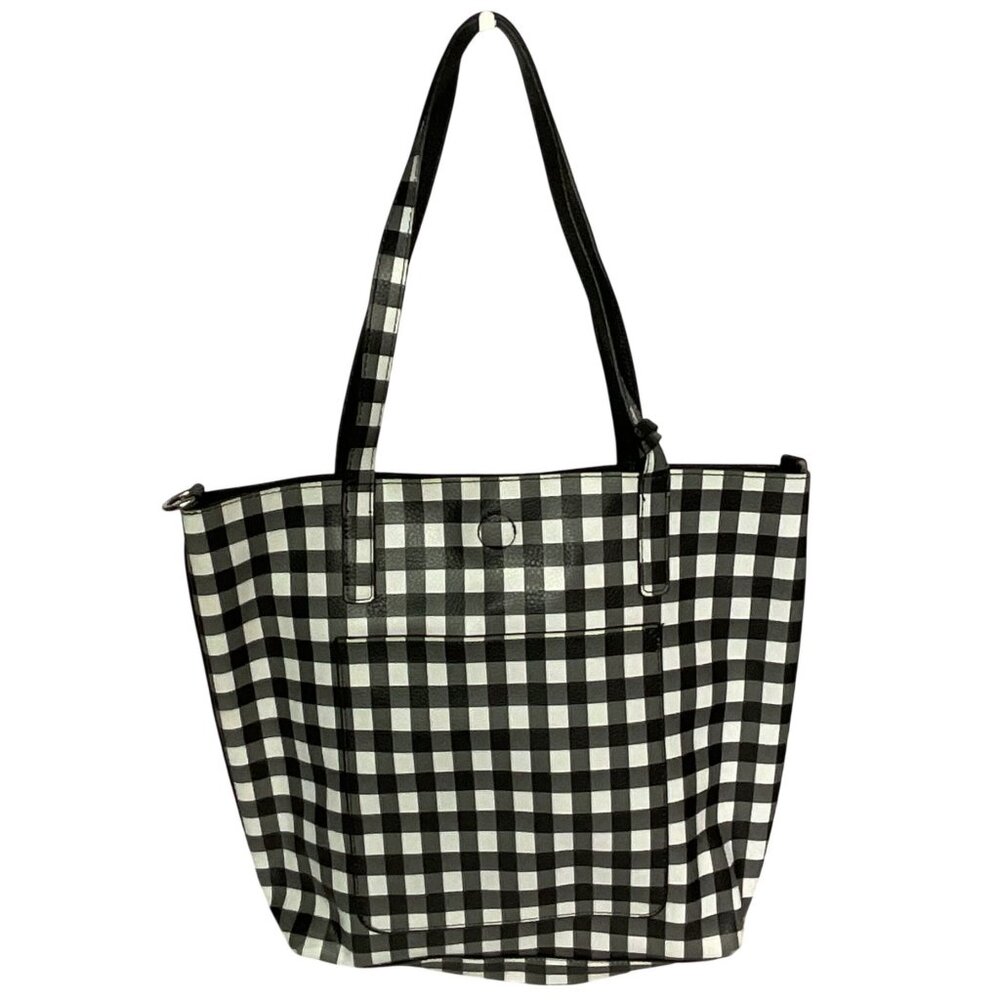 Leigh Reversible Crossbody Tote Black & White Gingham – Adj Strap, Excellent PO